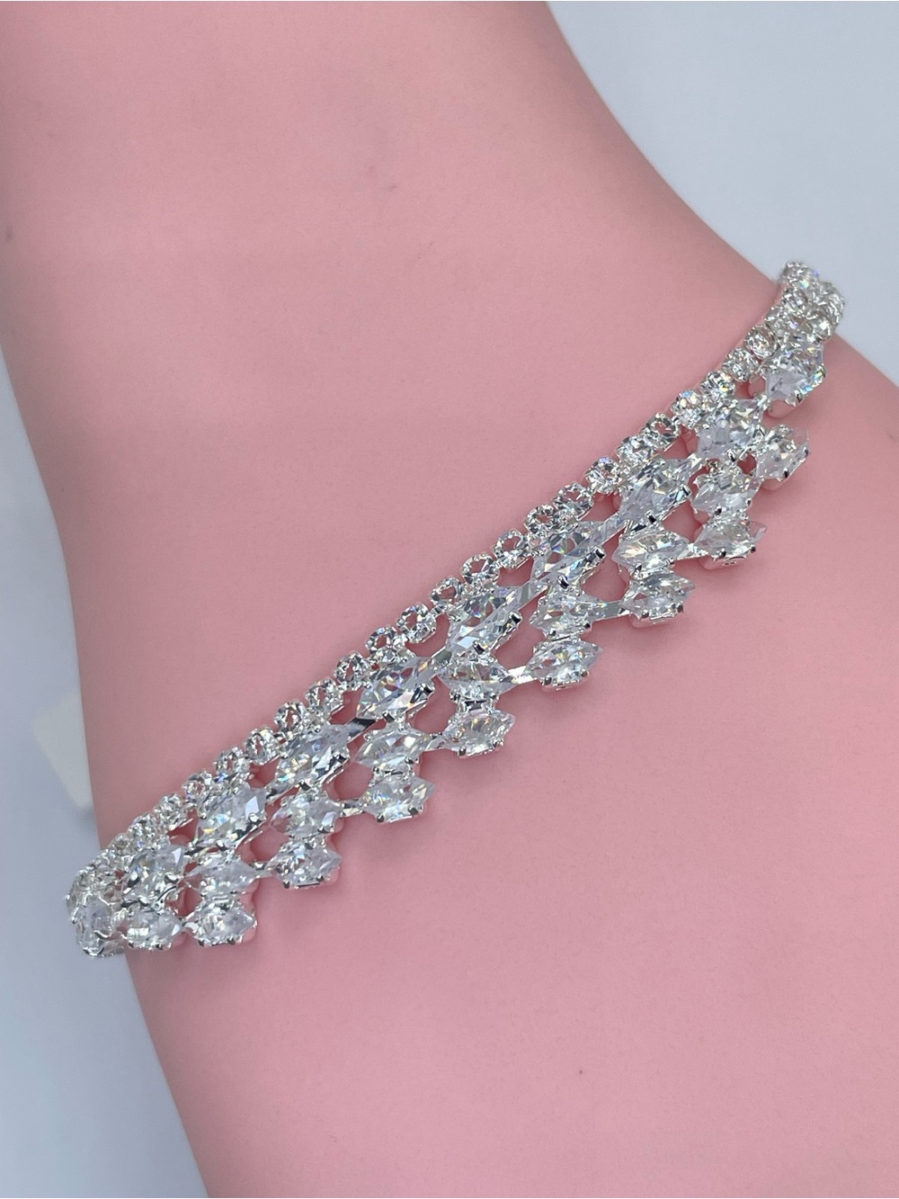 Swarovski Crystal Elements White Crystal Bridal Tennis Bracelet Statement